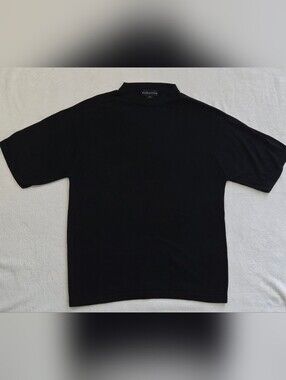 Baracuta 2-Ply 100% Silk Black Semi Sheer Round Neck Short Sleeve Sweater M